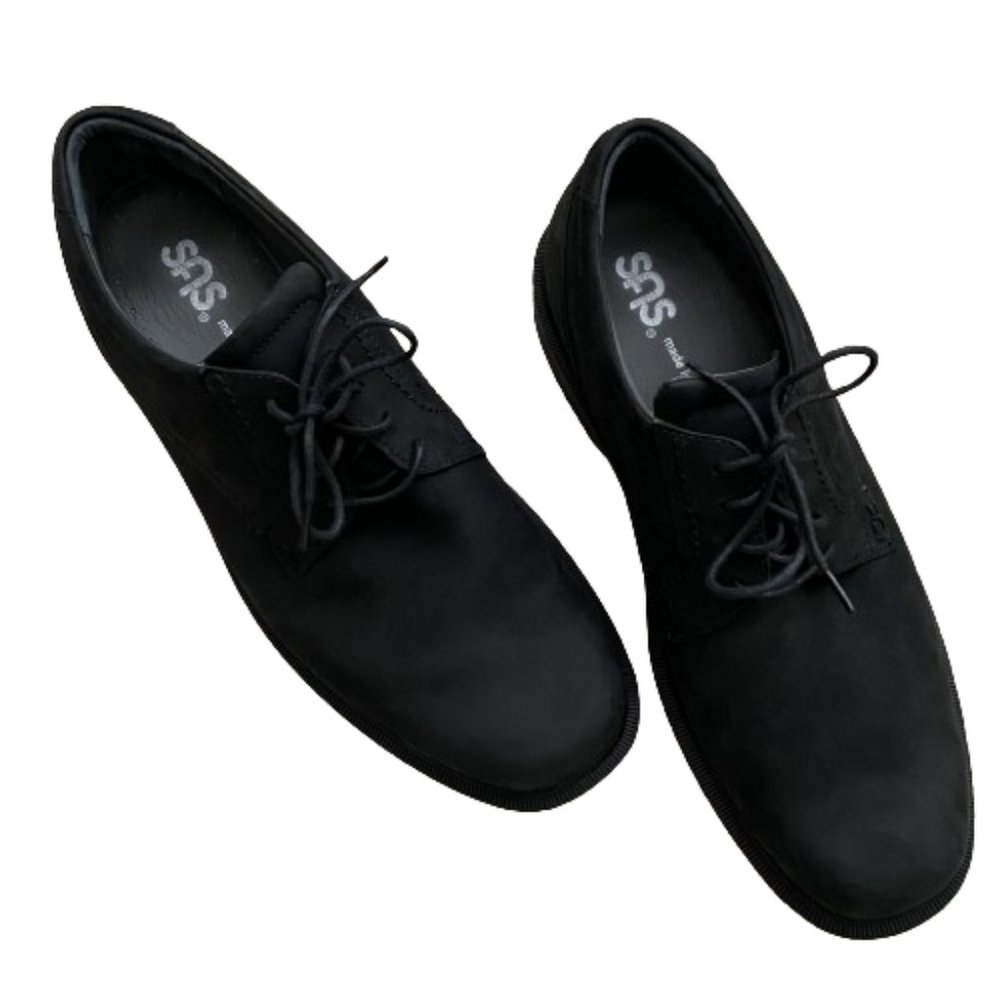 SAS Men's Ambassador Lace Up Oxford Matte Black Nubuck/Oily Leather Comfort Shoe